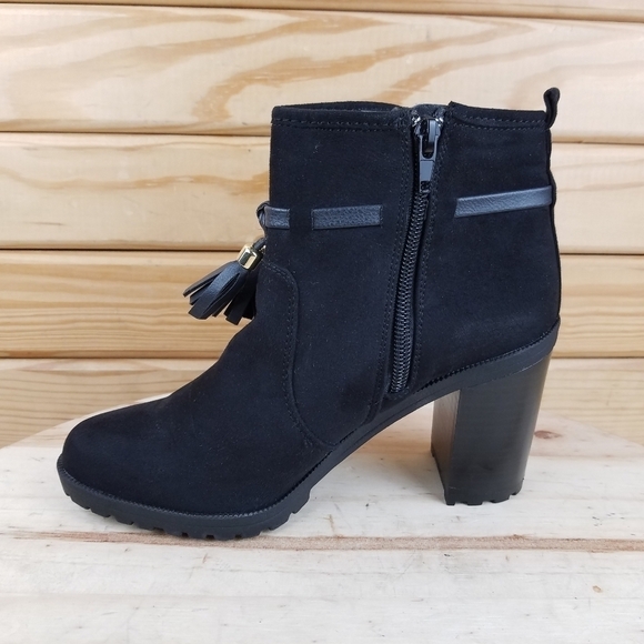 Black Faux Leather / Suede High Heel Booties 6 US Boot Side Zip NEW Jaclyn Smith - Picture 8 of 11